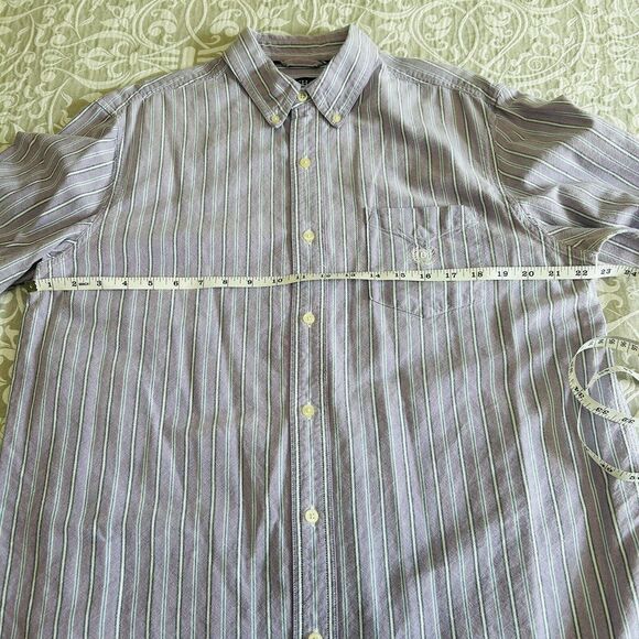 Chaps Button Down Shirt Men Size Large Multi Vertical Stripe Oxford Cotton Logo - Picture 7 of 12